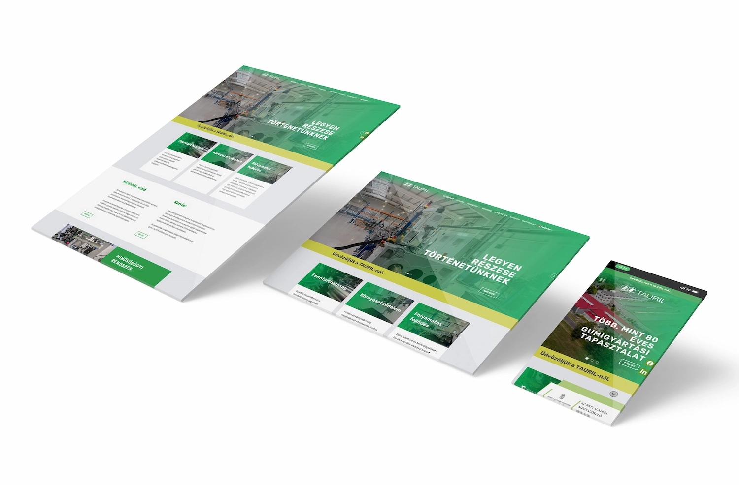 Tauril weboldal landing page